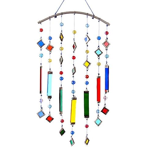 HAB & GUT -FM409- Wind chimes colourful, glass beads and stripes, 15 x 5.5 inches, 38 cm x 14 cm -h x w-, Suncatcher for windows, walls, balconies, terraces and garden Cover