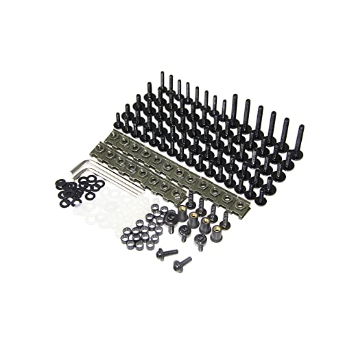 WYNMOTO US Stock Fit for Yamaha R1 YZF1000 R1 2002 2003 2004 2005 2006 Full Motorcycle Fairing Aluminum Fasteners Bolt Kit Body Screws Hardware Clips (Black) - Thumbnail 2