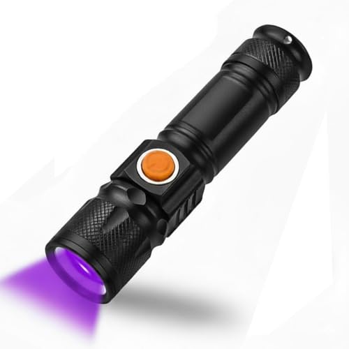 Image of GlowBase Aluminum Alloy Metal Rechargeable Telescoping Zoom LED Ultraviolet Torch with 395 NM, Black Light UV for Dog Urine Detection, Fluorescent Detection, and Resin Curing