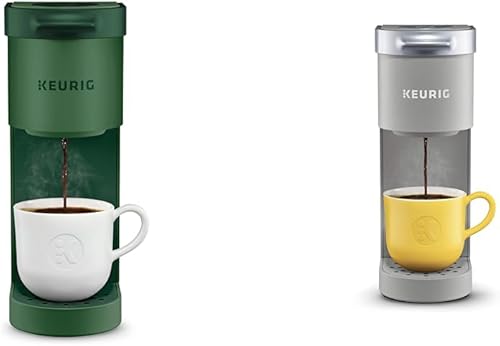 Keurig K-Mini Cafetera de una sola porción, Evergreen & K-Mini Cafetera de una sola porción, gris estudio, 6 a 12 oz. Tamaños de preparación