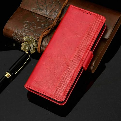 Étui en cuir rouge pour Samsung Galaxy Z Fold 5 avec rabat magnétique protecteur