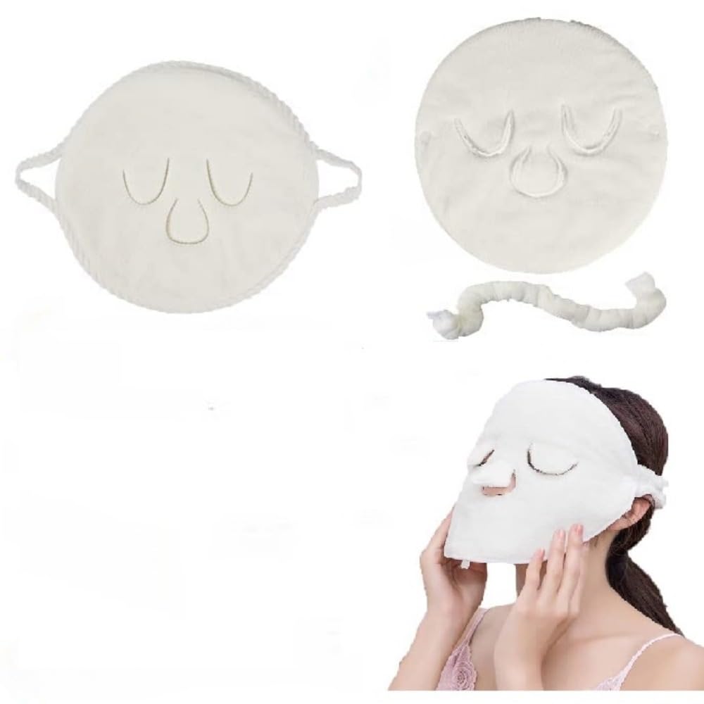 BLACKCROWN 4 Holes Towel Mask Reusable Face Towel Mask Cold Hot Compress Facial Steamer Moisturizing Beauty Skin Care Spa Towels for Facial Steamer