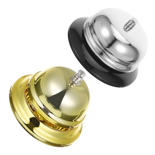 VILLFUL 2 Pezzi Campanello da Tavolo in Metallo Campana Manuale per Reception Ristorante e Aula Design Compatto e Robusto per Chiamate di Assistenza e Giochi