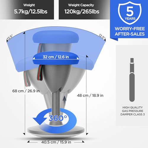Image of XJ-HOME Height Adjustable Active Motion Stool, Standing Desk Wobble Chair, Ergonomic Stand Perch Sit Rotate 360 Balance Stool with Cushion & Non-Slip Base for Office Home Classroom, Dark Blue