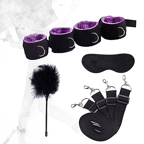 Kit d'accessoires pour Matelas Baguette en Plumes en Peluche - Cadeau 3 pièces pour Couples (Violet Noir) Cover