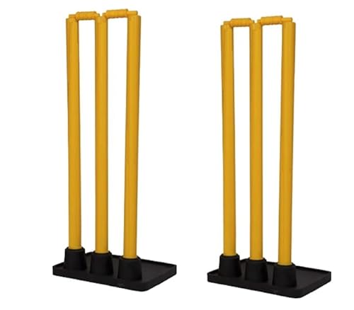SNICK Full Size Set 32\" Heavy Plastic Cricket Stump Set Rubber Base - Pack of 2