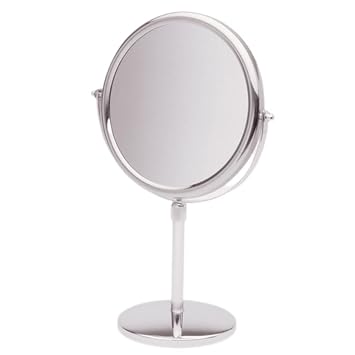 JERDON 9" Tabletop Makeup Mirror - 5X Magnification - Chrome - JP4045C | Two-Sided Swivel Design, 16.5" Tall, Portable