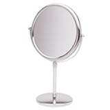 JERDON Two-Sided Tabletop Makeup Vanity Mirror - 5X-1X Magnification & Swivel Design - 9-Inch Diameter Mirror with Adjustable Height - Polished Chrome Finish - Model JP4045C