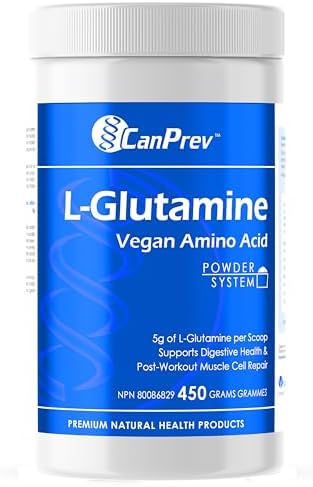 CanPrev L-Glutamine Vegan Amino Acid, 450g Powder 90-Servings - Non-GMO & Gluten-Free - L-Glutamine Powder Supplement for Active Lifestyles, Post-Exercise Muscle Care and Overall Wellbeing, Unflavored