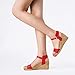 DREAM PAIRS Womens Open Toe Buckle Ankle Strap Platform Wedge Sandal, Red/Pu-8 (Nini-8)
