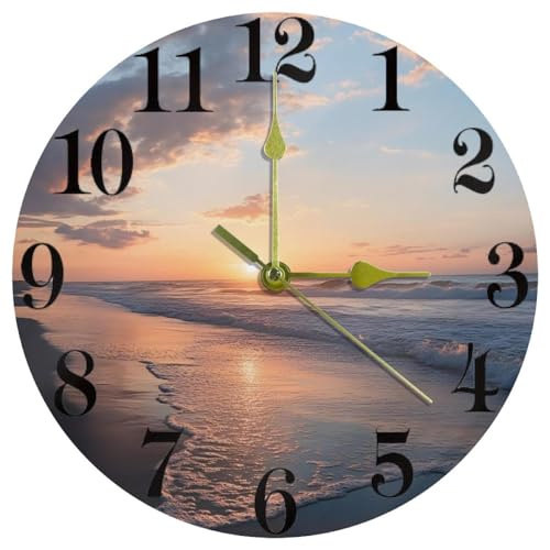 Horloge murale de plage ronde à quartz et silencieuse pour la maison - 2
