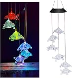 Wind Chimes Chandelier, Solar Turtles Hanging Lamp ,Wind Chime Pendant Light IP44 Waterproof Mixcolo
