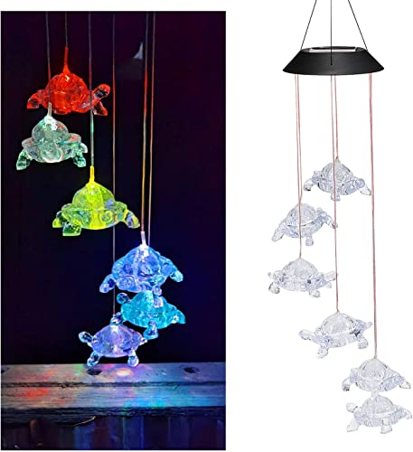 Wind Chimes Chandelier, Solar Turtles Hanging Lamp ,Wind Chime Pendant Light Ip44 Waterproof Mixcolor Slow Flashing #TOP30