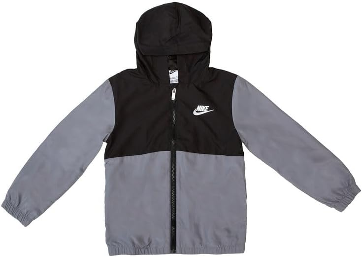 Nike Sportswear Light Weight Hooded Windrunner Full-Zip Jacket - Smoke Grey - Kids Size 4