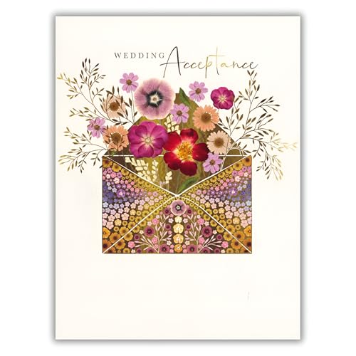 GBCC Wedding Acceptance Card - Wedding Acceptance Card with Artistic Floral Envelope Design and a Foil Finish