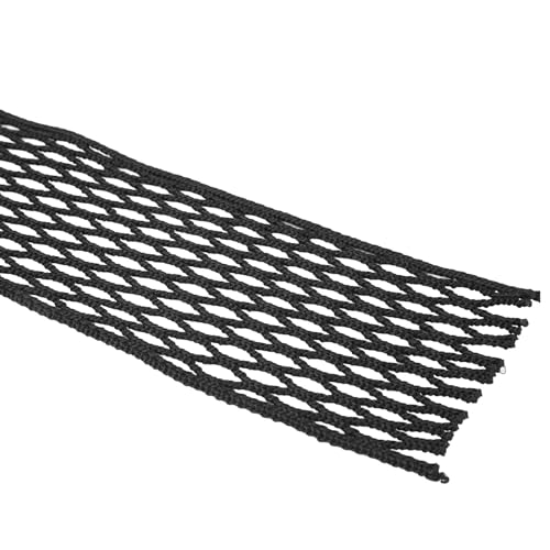 equlup Lacrosse Mesh String Kit, Black Nylon Wear Proof Woven Mesh Piece with 7 Braided Strings, Universal Accessory for Lacrosse Sticks