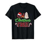 Oh Christmas Cake Tree Funny Christmas Snack Cake Plaid T-Shirt