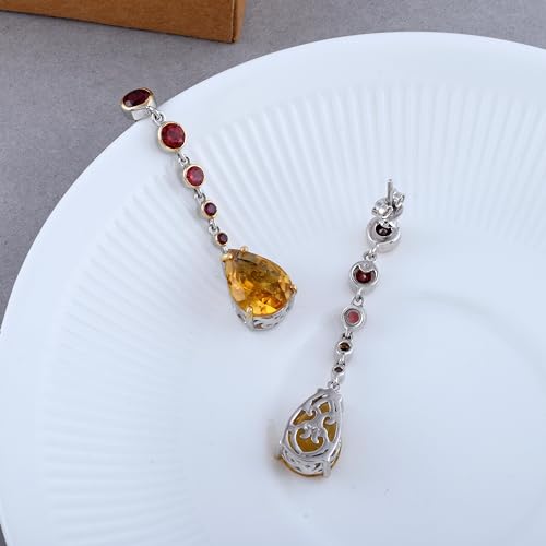 Pendientes de plata 925 artesanales con gemas de colores elegancia hecha a mano 4