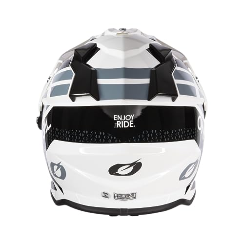 O’NEAL | Motorradhelm | Enduro Motorrad | Ventilationsöffnungen für maximalen Luftstrom & Kühlung, integrierte Sonnenblende | Sierra Helmet R V.24 | Erwachsene | Schwarz Weiß Grau | Größe M