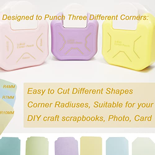 Prendi 3 Pieces Corner Punch Corner Cutter Creative Pattern Corner Punch For Diy Projects Scrapbooking Photocards Business Card Making (Pink+Yellow+Purple) #TOP1