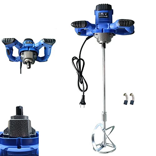 550W Malaxeur à mortier, Mélangeur Électrique portatif avec 6 Réglable Vitesses, 0-1700 tr/min, M14 Barre Spirale Chromée, Agitateur Malaxeur Pour mortiers et coulis de béton, Bleu