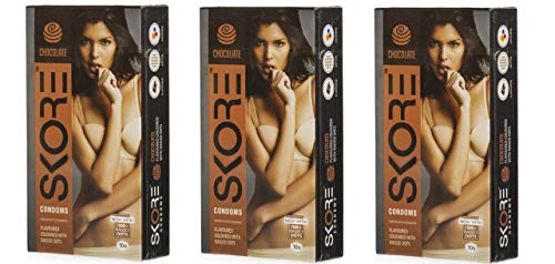 Skore Preservativos – 10 unidades (Paquete de 3, chocolate)