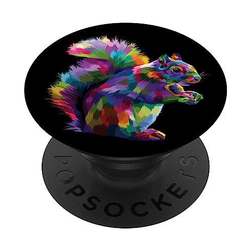 Cute Rainbow Squirrel Vibrant Forest Squirrel Tribute PopSockets Standard PopGrip
