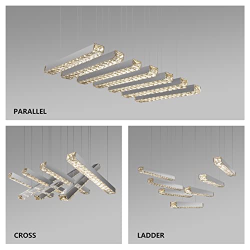 Fang Yan Mei Crystal Chandelier Modern Linear Chandeliers Contemporary Luxury Island Clear Crystal Chandelier Lighting Led Ceiling Fixtures Pendant For Dining Room Bedroom Living Room Above Table #TOP1