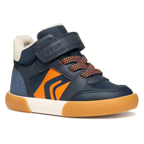 Geox Chłopięce B Gisli Boy Sneaker, Granatowy Dk Orange, 26 EU