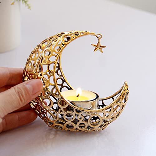 Boxwizard Lantern Oriental Moon Moon Candle Holder Art Candlestick Golden Shape Metal Modern Romantic Stress Relief Candle Holder #TOP7