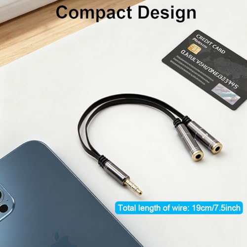 Image of ZORBES Headset Splitter 3.5mm Headphone Mic Splitter Cable for Headset with Separate Stereo Audio and Microphone Jacks Y Splitter Cable Male to Female Compatible with Smartphone Tablet Laptop