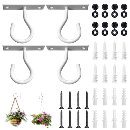 4Pack 2.5In Ceiling Hooks for Hanging Plant, Wall Hanger Plant Holder White