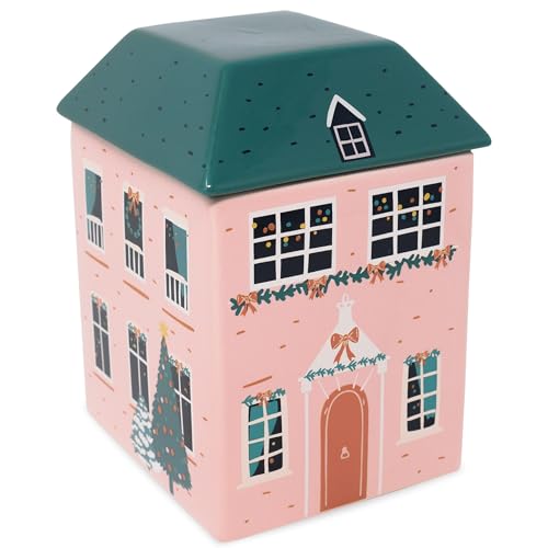 Steel Mill & Co. Ceramic Cookie Jar, Pink Holiday Cottage