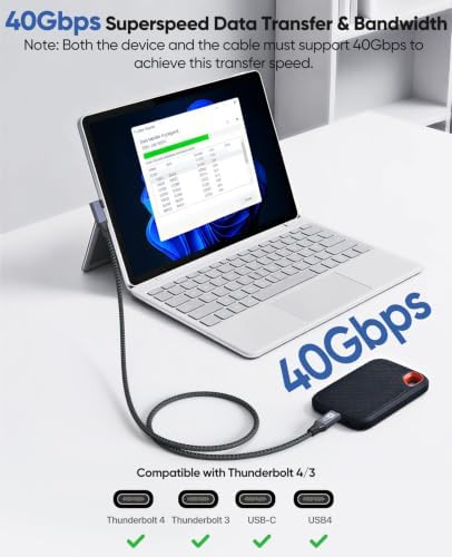Right Angle USB C Cable 6ft for Thunderbolt 4, USB4 40Gbps Data/8K 5K@60Hz - 2