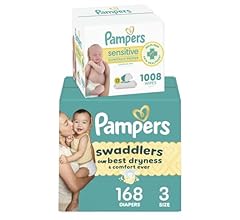 Pampers Swaddlers Size 3 OMS + Sensitive Wipes 12X