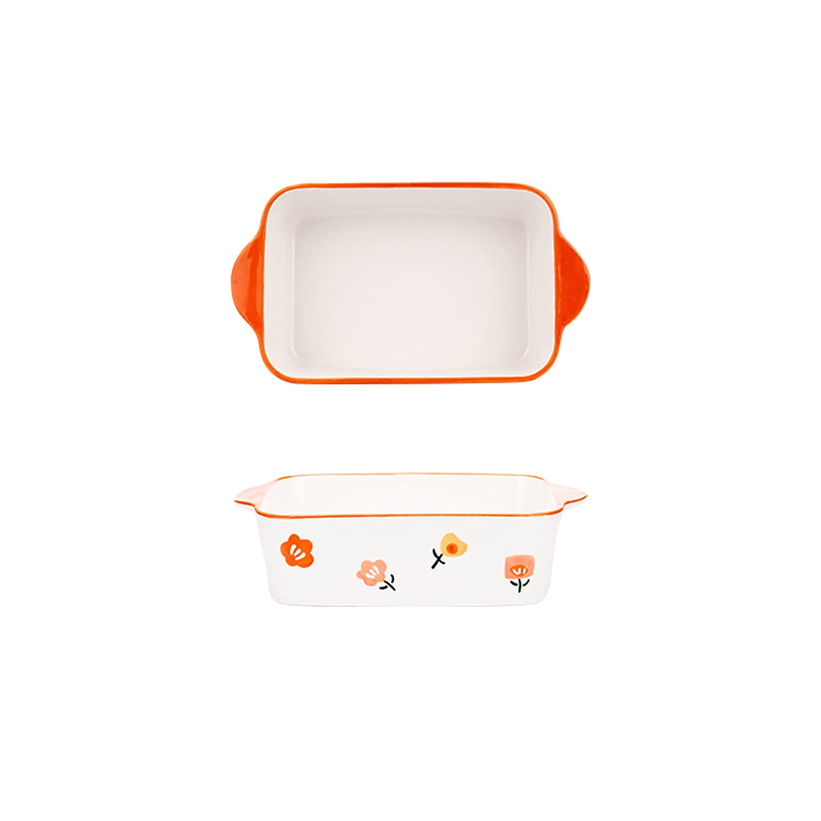 Fuente para Hornear Cerámica de 2 piezas, conjunto de platos para hornear, plato de cazuela rectangular, sartenes para hornear, cacerolas lasañas profundas para cocinar cena de pastel, cocina, 9 pulga