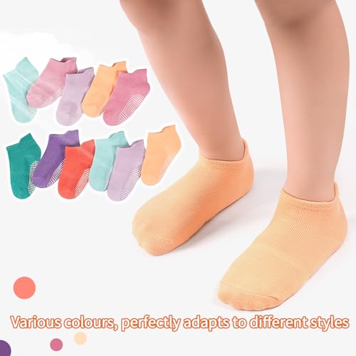 Image of GRPSKCOS Non Slip Toddler Socks 15 Pairs Toddler Grip Anti Skid Low Cut Socks for 1-7 Years Boys Girls
