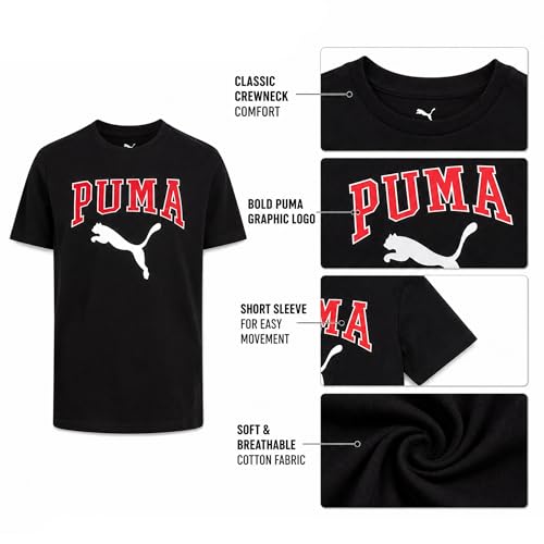 Image of PUMA Boys T-Shirts Athletic Crewneck Short Sleeve Tees (Sizes S-XL) | Soft Breathable Cotton Blend, Comfortable Casual Fit, Great for School, Play & Everyday Wear