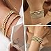 CHICUTIE Gold Beaded Bracelets Set for Women, 14K Gold Plated Dainty Multilayered Strand Stretch Round Bead Ball Bracelet Stack Pack Trendy Bohemian Fashion Charm Jewelry (classic, 12)