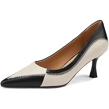 TinaCus Womens Pointed Toe Multicolor Genuine Leather Handmade Stiletto Mid Heel Trendy Pumps Shoes