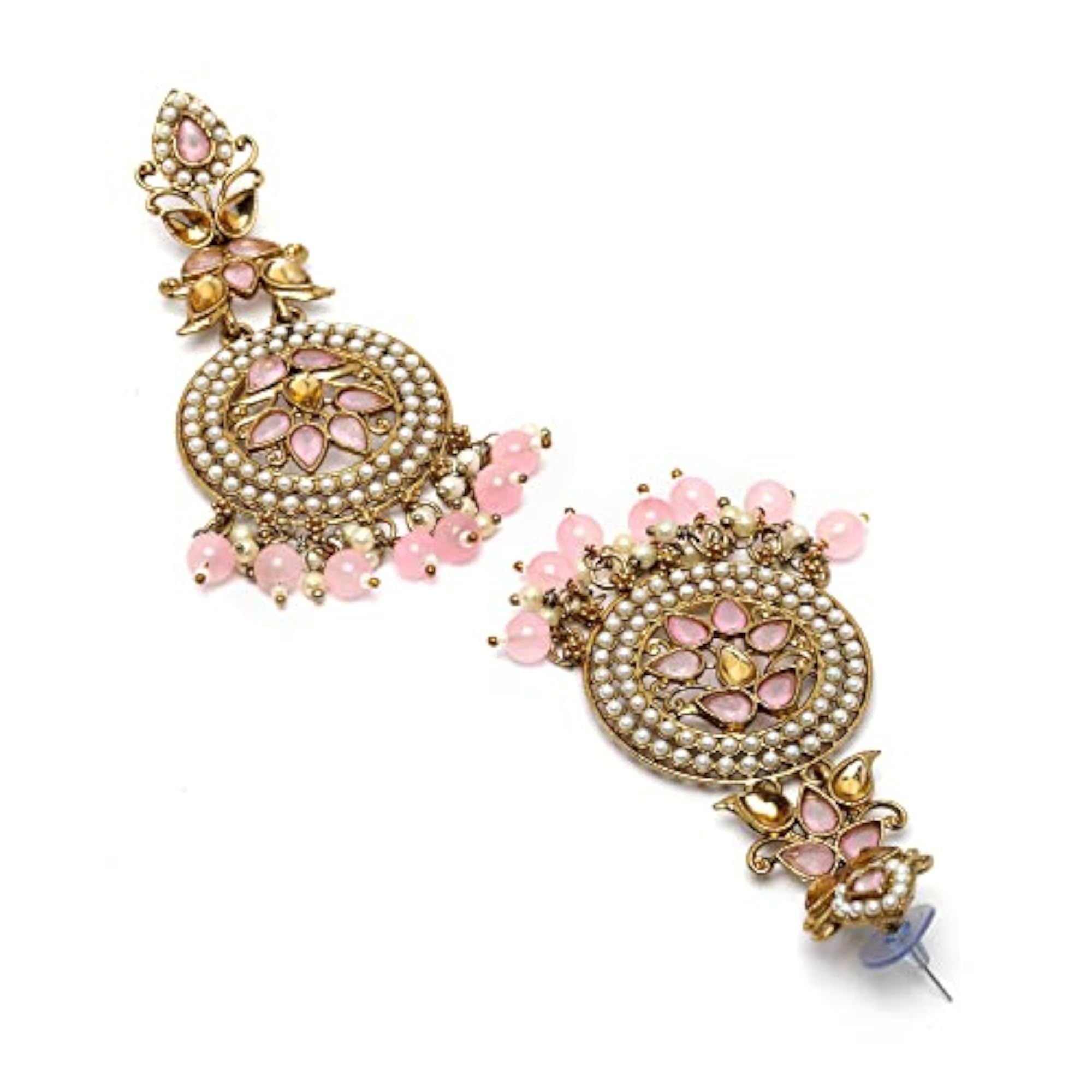 Gold-Plated Kundan Jhumka Earrings