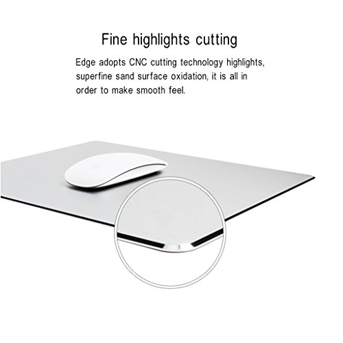 Mouse Pad, Qcute 9.18" 6.11" Gaming Aluminum Mouse Pad W Non-Slip Rubber Base & Micro Sand Blasting Aluminium Surface For Fast And Accurate Control (Silver) #TOP1