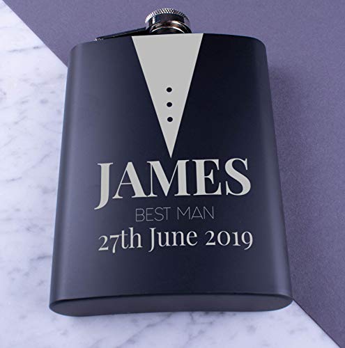 Petaca personalizada de metal negro de acero inoxidable de 8 onzas con...