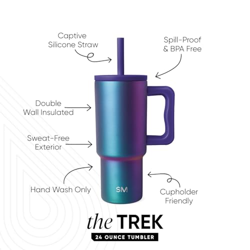 Image of Simple Modern Kids Tumbler with Handle and Silicone Straw Lid, Leakproof and Leak Proof Reusable Stainless Steel Bottle Gift for Kids Boys Girls Trek Collection Prism