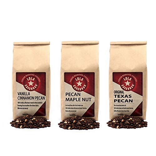 Lola Savannah Texas Pecan, Pecan Maple Nut, And Vanilla Cinnamon Pecan Bundle L Whole Bean L Caffeinated | 2Lb Bag #TOP28