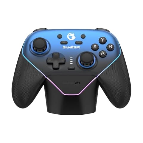 GameSir Super Nova Wireless Gaming Controller for PC/Switch/Switch 2/iOS/Android, 1000Hz Polling Rate, Hall Effect Stick & Trigger, Rubberized Grips, RGB Lighting, 1000mAh - Blue Cover