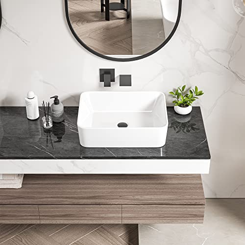 19" X 14" Bathroom Vessel Sink Above Counter Rectangle, Eridanus Countertop Bathroom Sink Ceramic, Sleek And Contemporary, White #TOP7