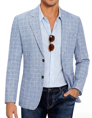 COOFANDY Men Linen Summer Blazer Stylish Regular Fit Linen Sportcoat