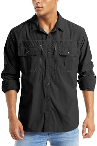 MAGCOMSEN Men's UPF 50+ Sun Protection Shirts, Button Down Long S...