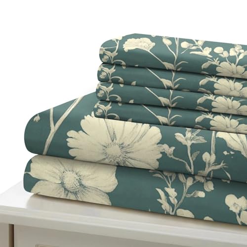 Linge de lit floral en microfibre ensemble 3 pièces 135x200